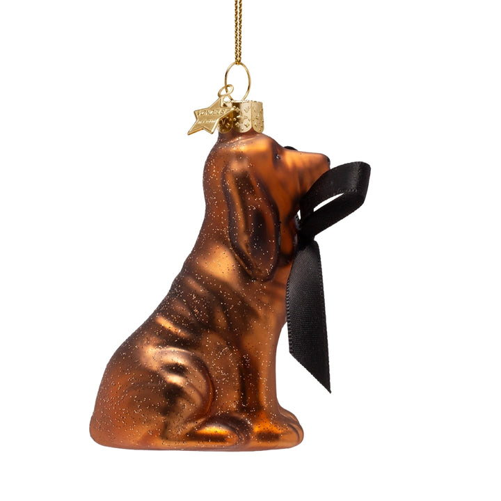 Dog with Black Bow Ornament