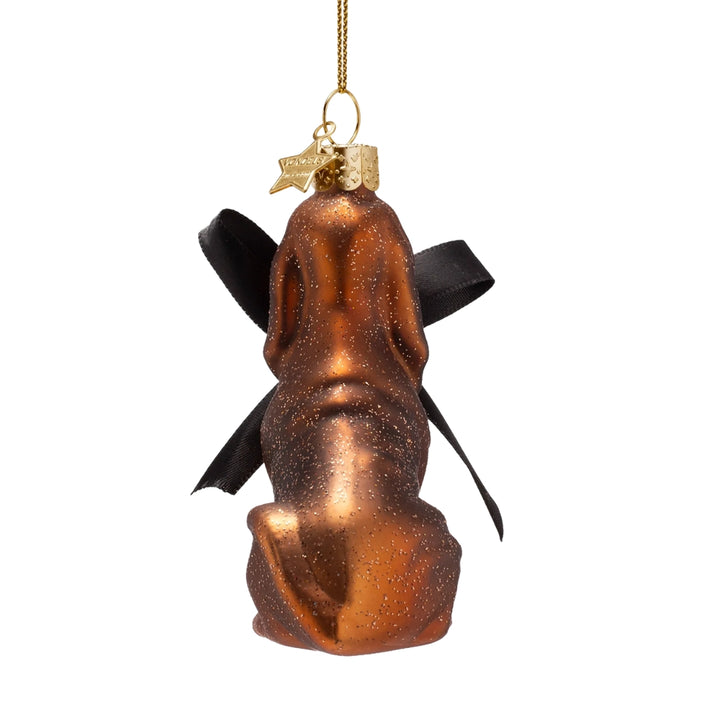 Dog with Black Bow Ornament