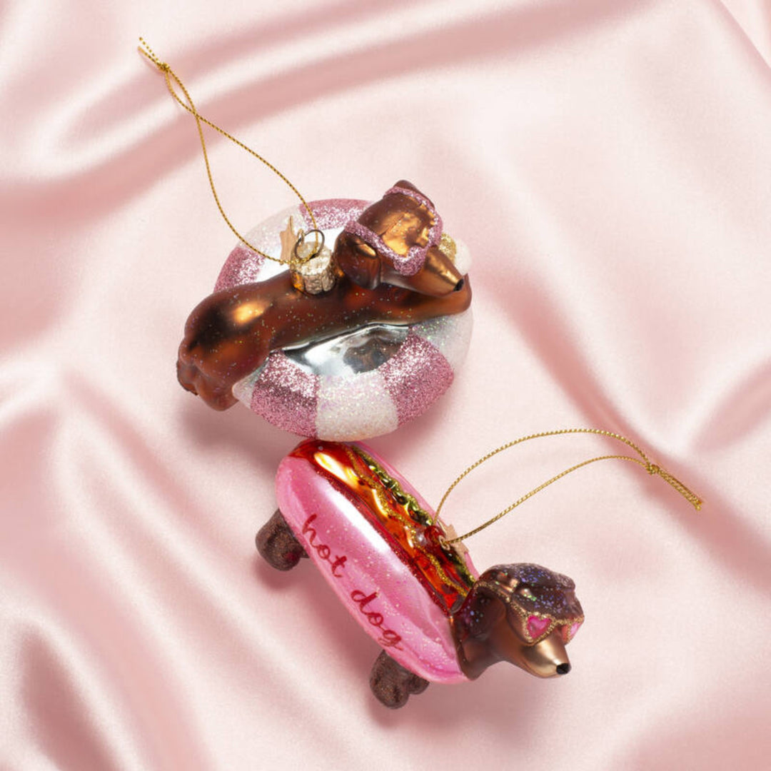 Dog on Pool Float Ornament