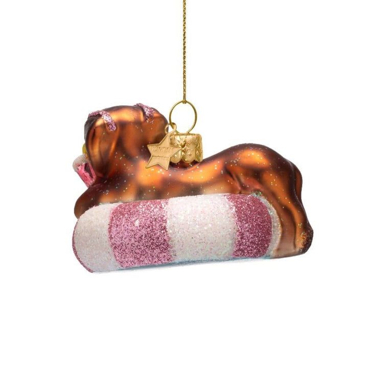 Dog on Pool Float Ornament