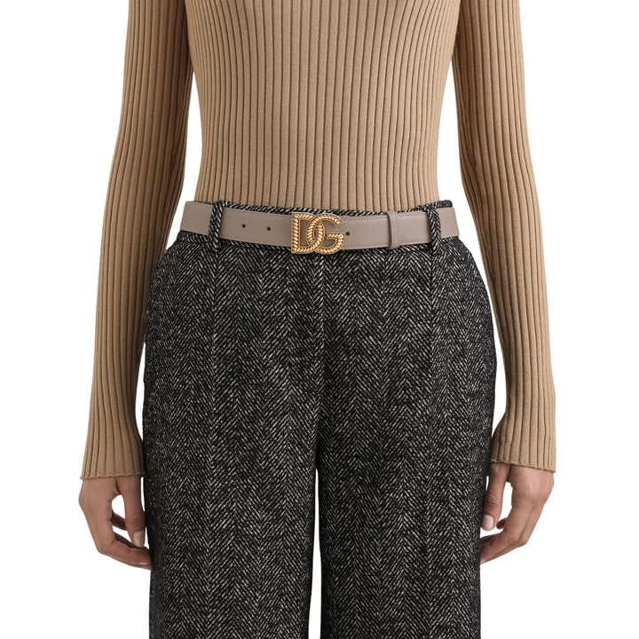 Dolce & Gabbana Logo Belt in Beige