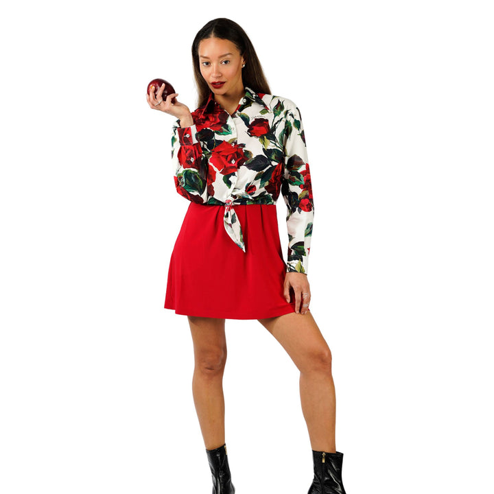 Asymmetrical Rose Print Shirt