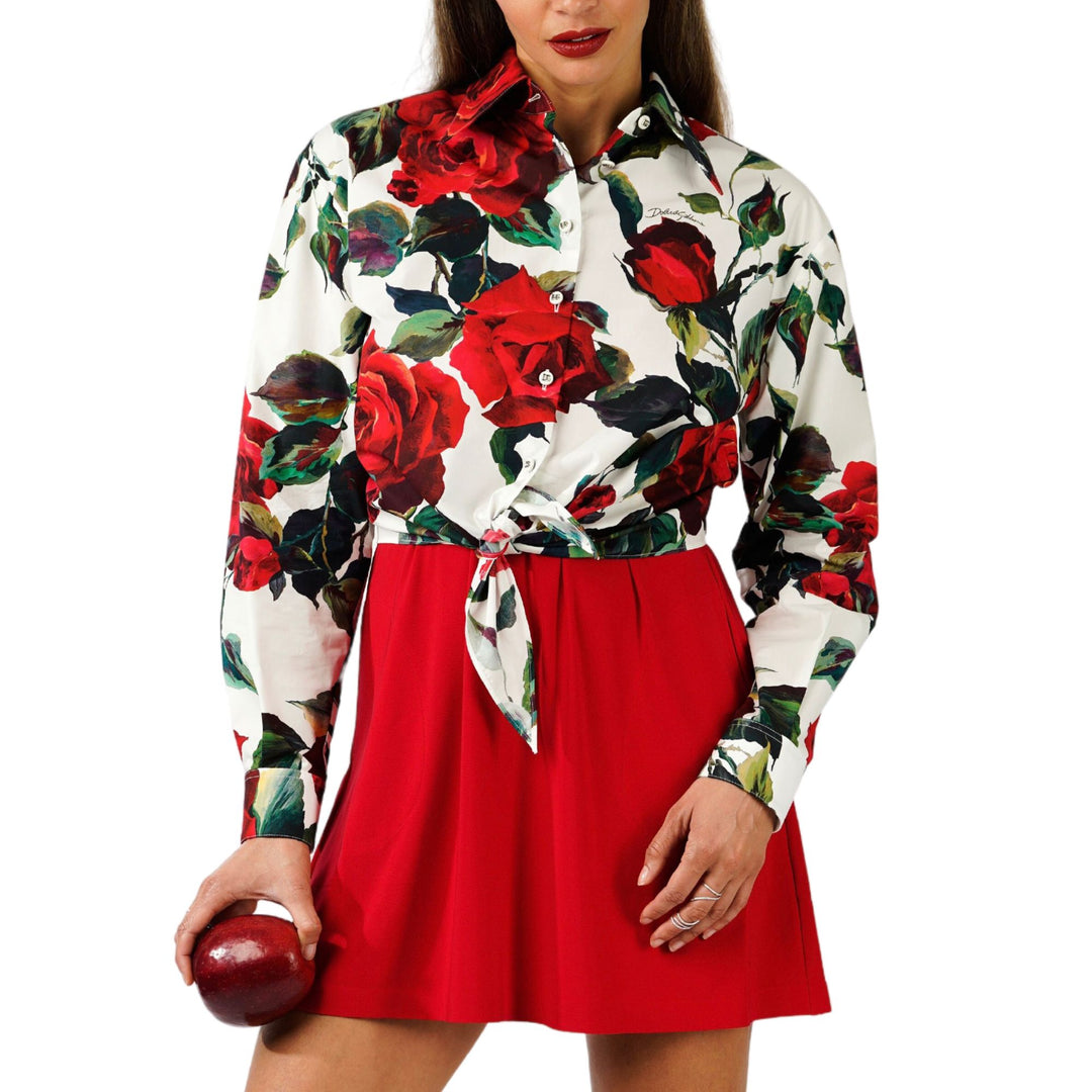 Asymmetrical Rose Print Shirt