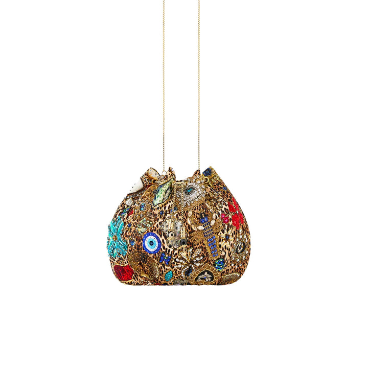 Drawstring Pouch Bag With Chain Strap