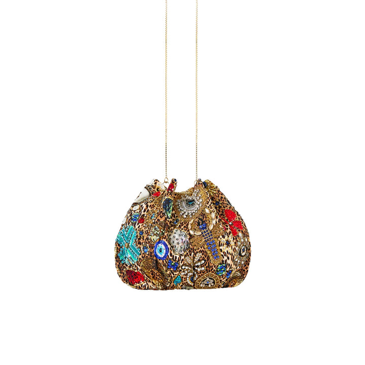 Drawstring Pouch Bag With Chain Strap