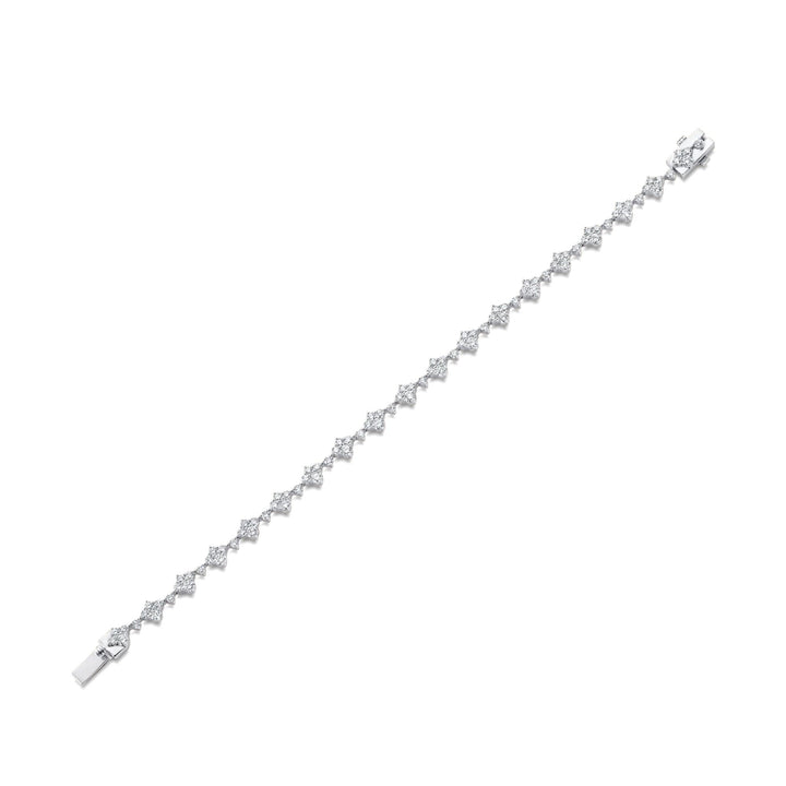 Dujour White Gold diamond 4 Cluster Full Bracelet