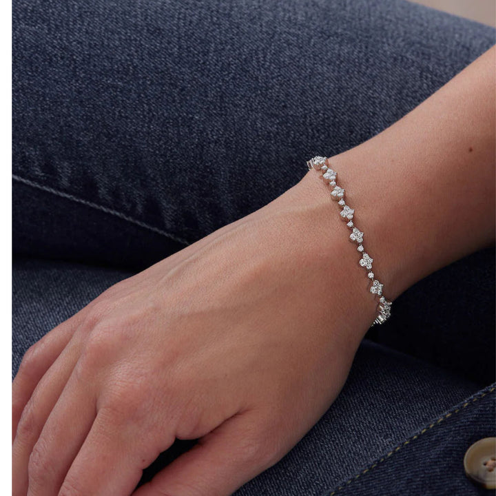 Dujour White Gold diamond 4 Cluster Full Bracelet