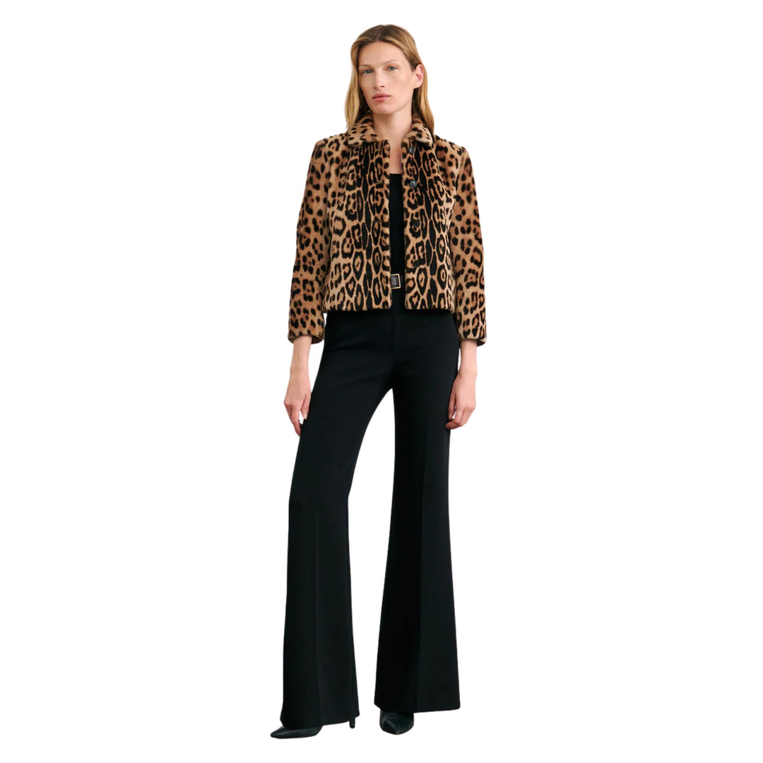 Elan Shearling Jacket in Camel Leopard