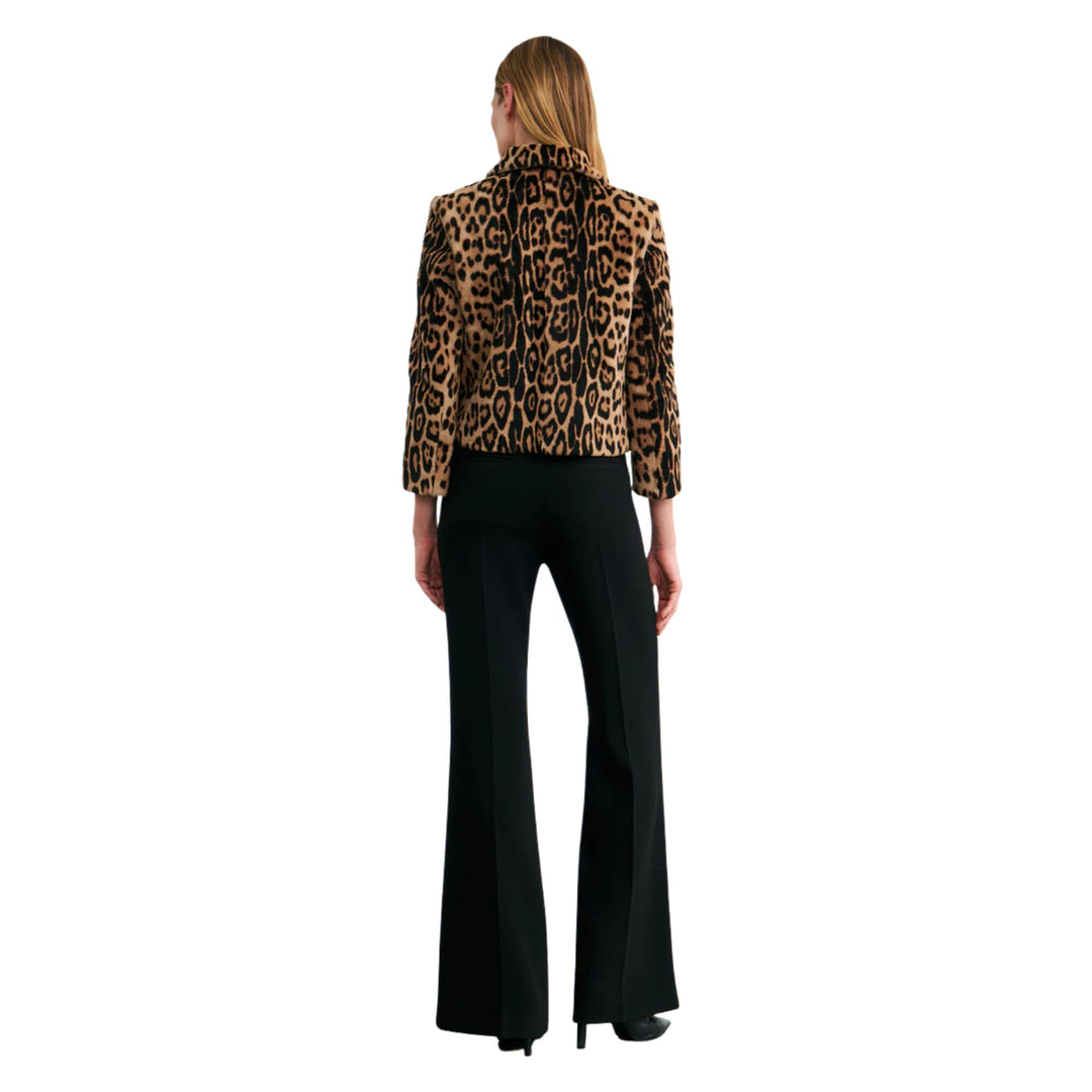 Elan Shearling Jacket in Camel Leopard