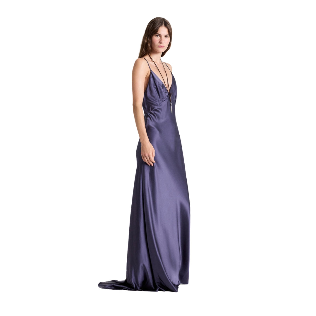 Eloise Silk Satin Gown in Graystone