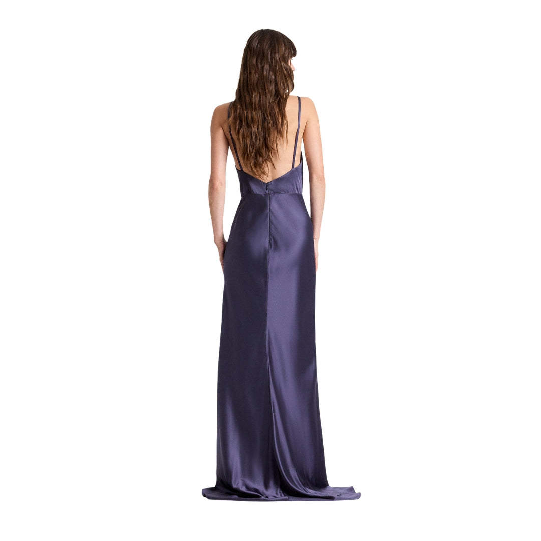 Eloise Silk Satin Gown in Graystone