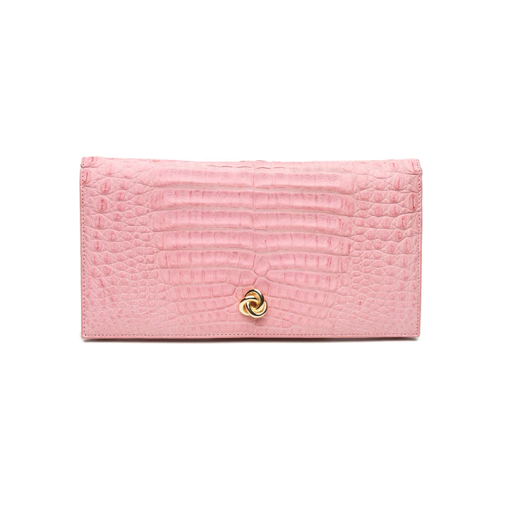 Pink Eloise Clutch Caiman Crocodile