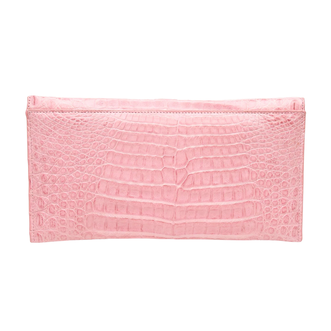 Pink Eloise Clutch Caiman Crocodile