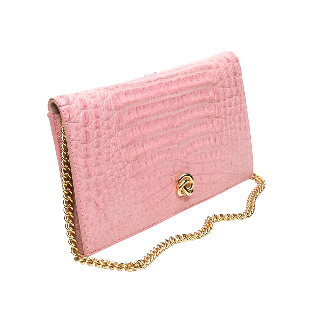 Pink Eloise Clutch Caiman Crocodile