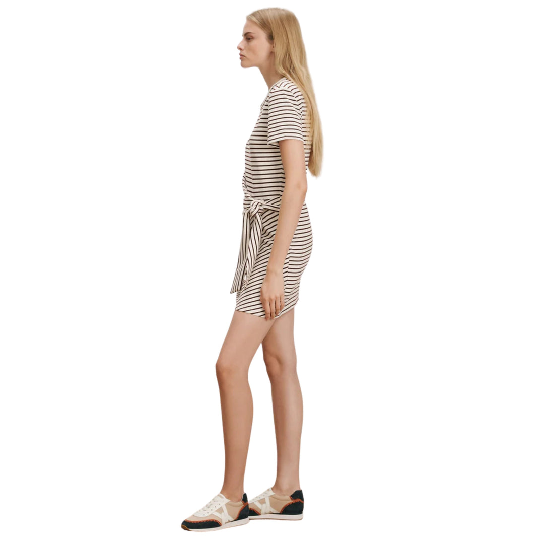 Elvaris Dress in Dove/Raisin