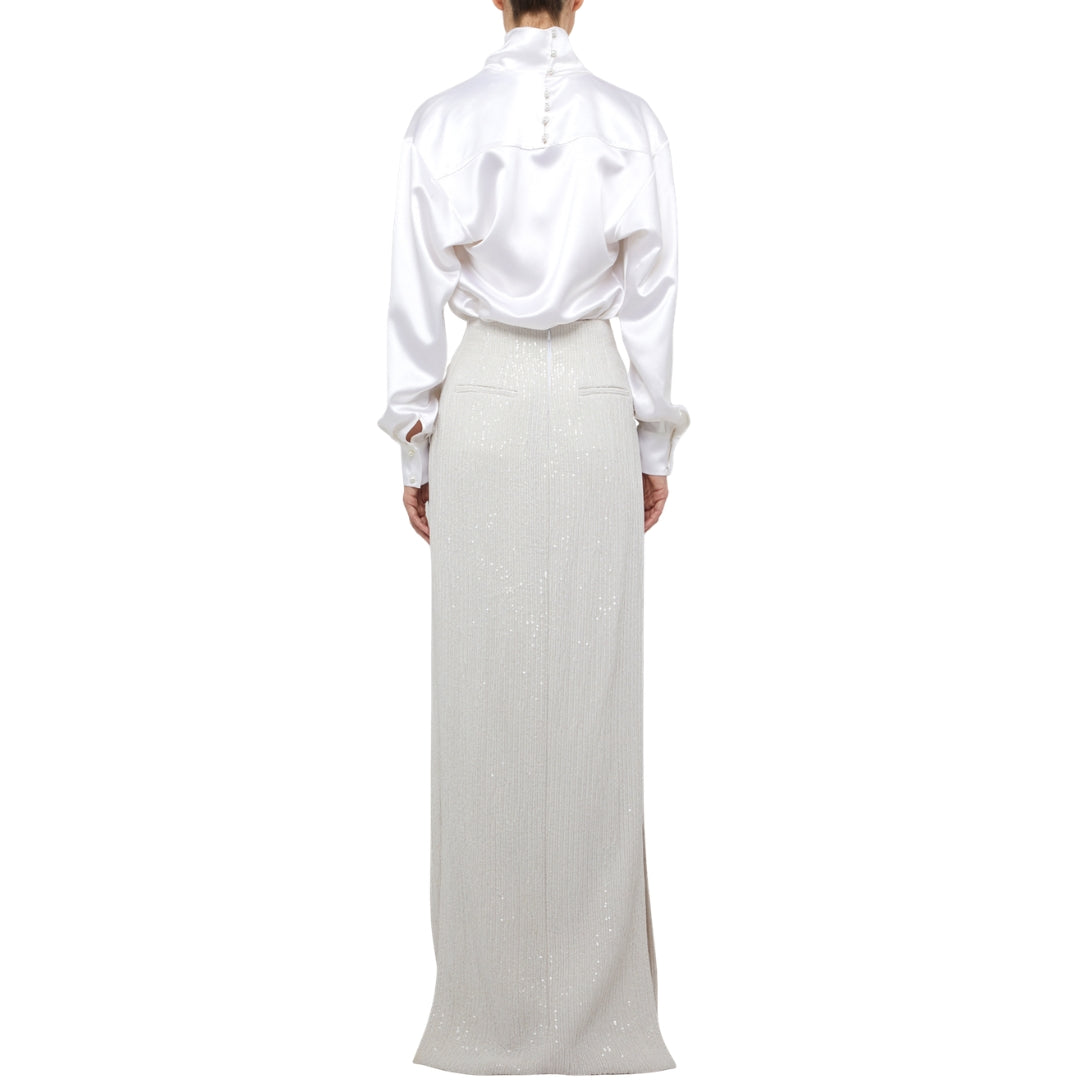 Embellished Maxi Skirt in Ivory
