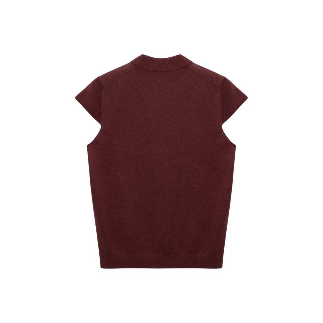 Essential Ease Knit Top in deep red brown