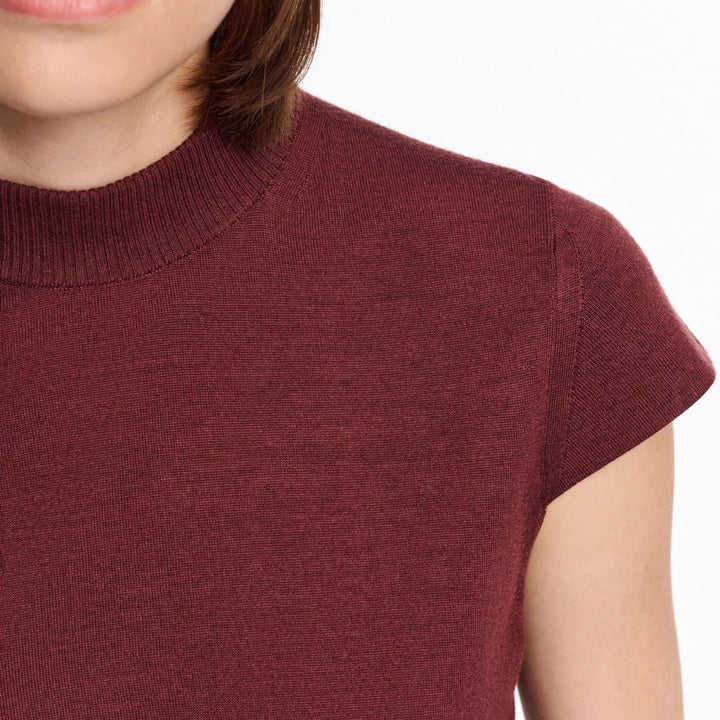 Essential Ease Knit Top in deep red brown