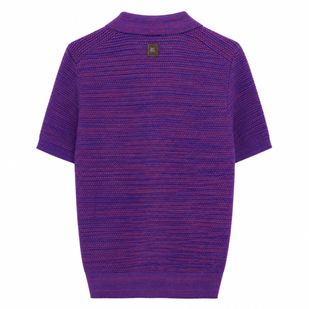 Textured Knit Polo in Purple