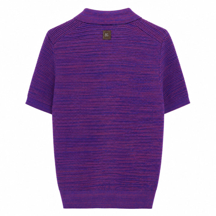 Textured Knit Polo in Purple