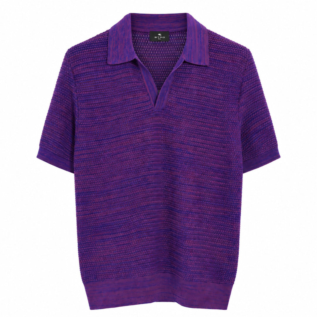 Textured Knit Polo in Purple