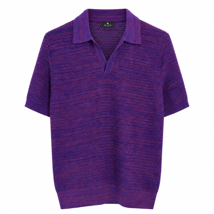 Textured Knit Polo in Purple