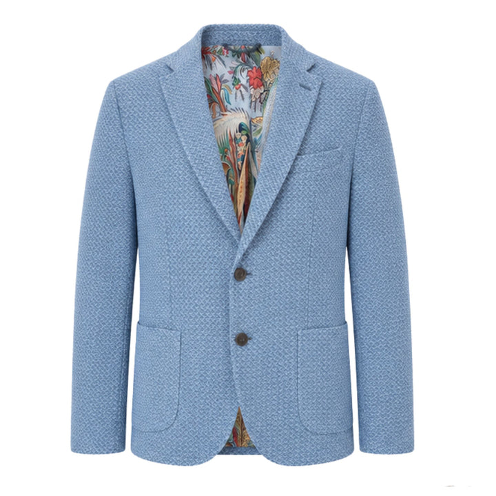 Linen-Cotton Textured Sport Coat in Sky Blue