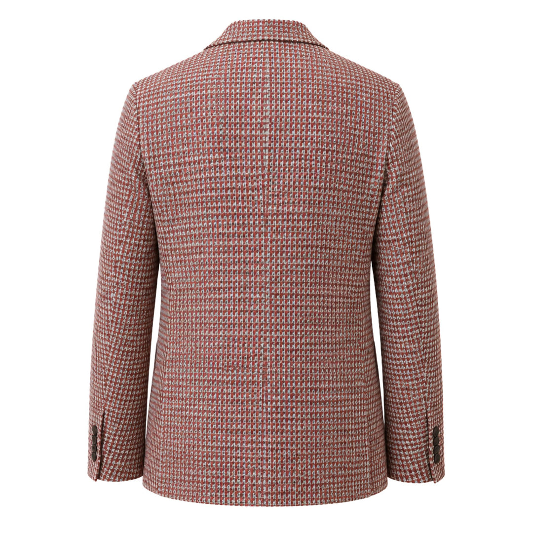 Linen-Cotton Textured Sport Coat in Red Multi