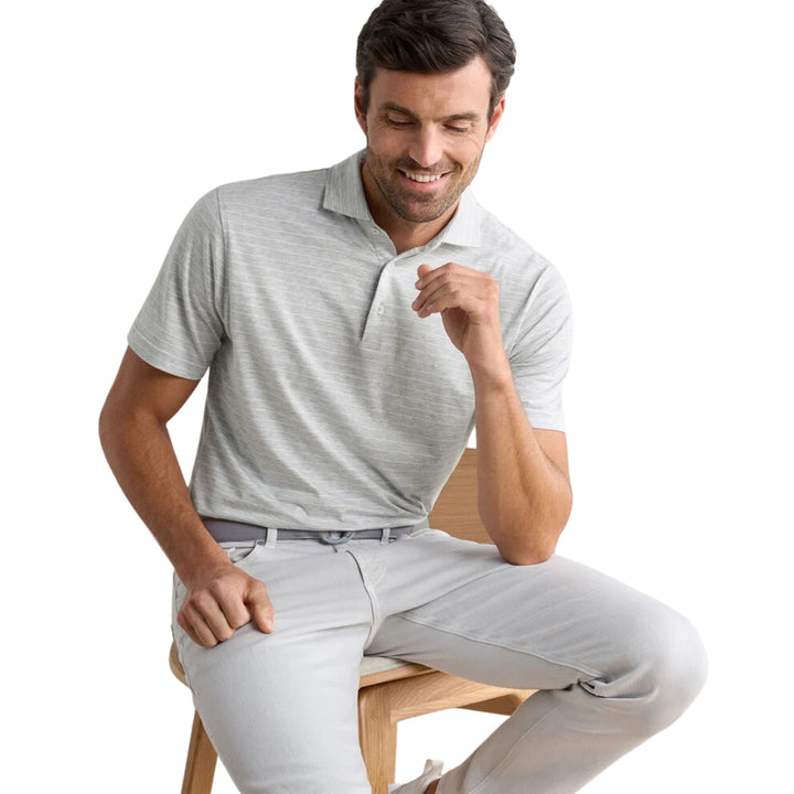 Excursionist Flex Striped Polo in British Grey