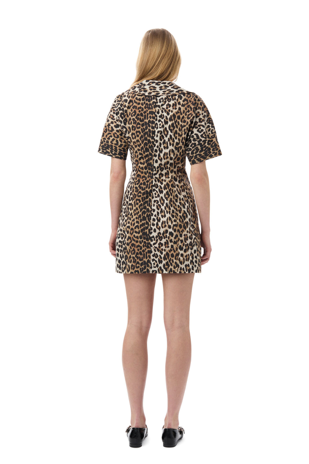 Printed Cotton Wrap Mini Dress
