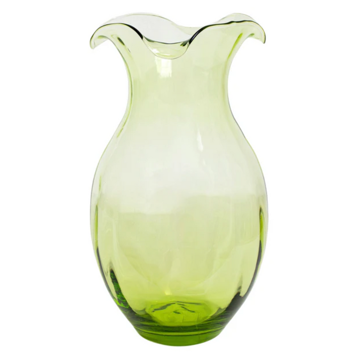 Hibiscus Glass Green Vertical Fluted Large Vase