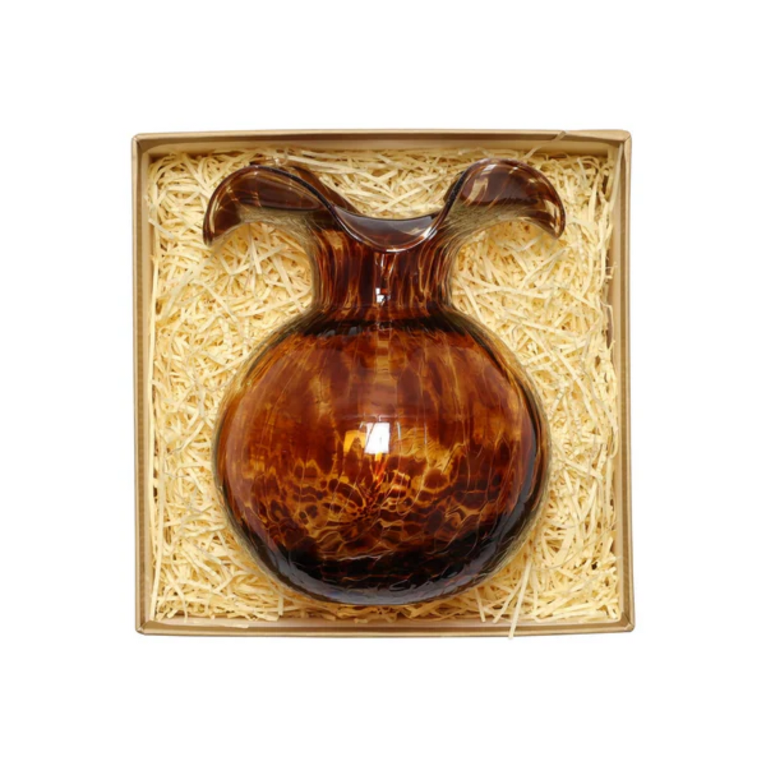 Hibiscus Glass Tortoiseshell Bud Vase