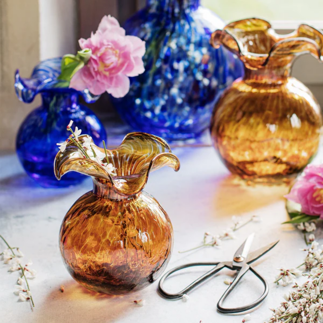 Hibiscus Glass Tortoiseshell Bud Vase