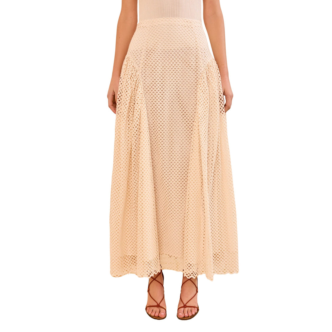Faun Eyelet Cotton Skirt in Cowrie