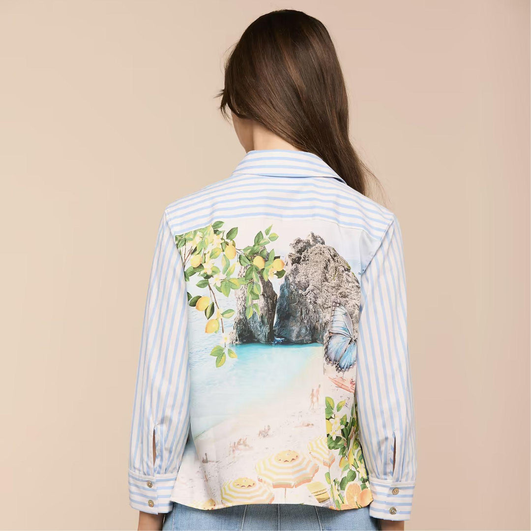 Fawn Beach Print Shirt in Multi Beach Scarf