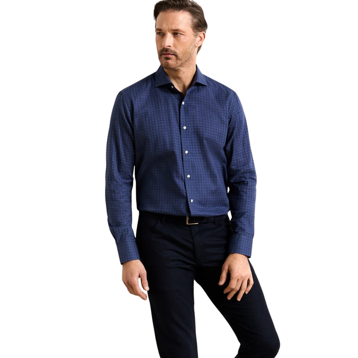 Felix Cotton Sport Shirt in Navy