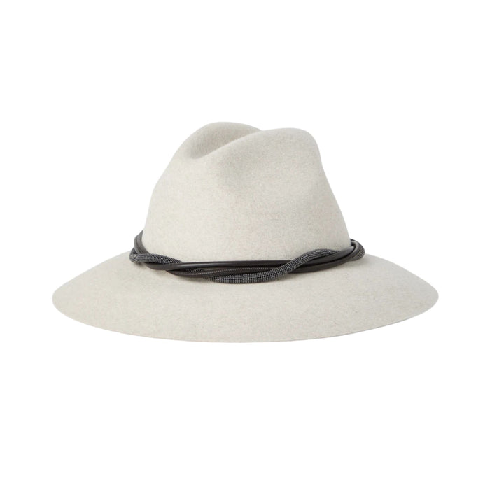 Felt Hat with Monili Detail in Light Grey