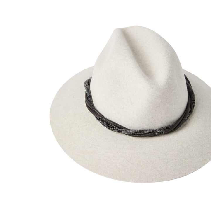 Felt Hat with Monili Detail in Light Grey