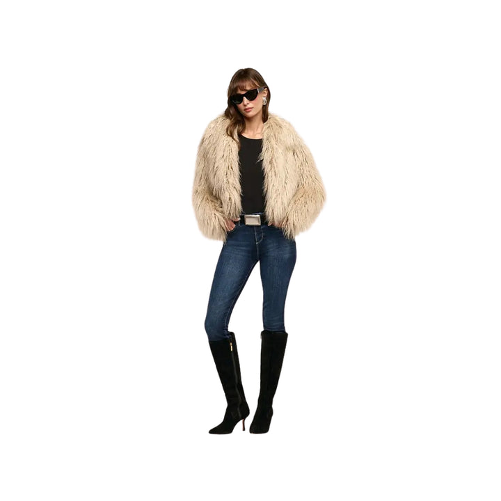 Fenella Faux Fur Coat in Biscuit