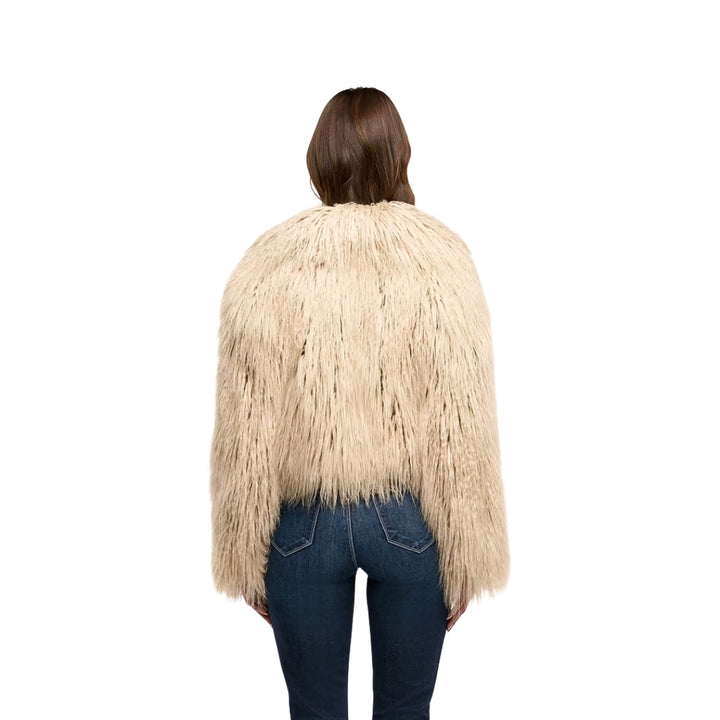 Fenella Faux Fur Coat in Biscuit