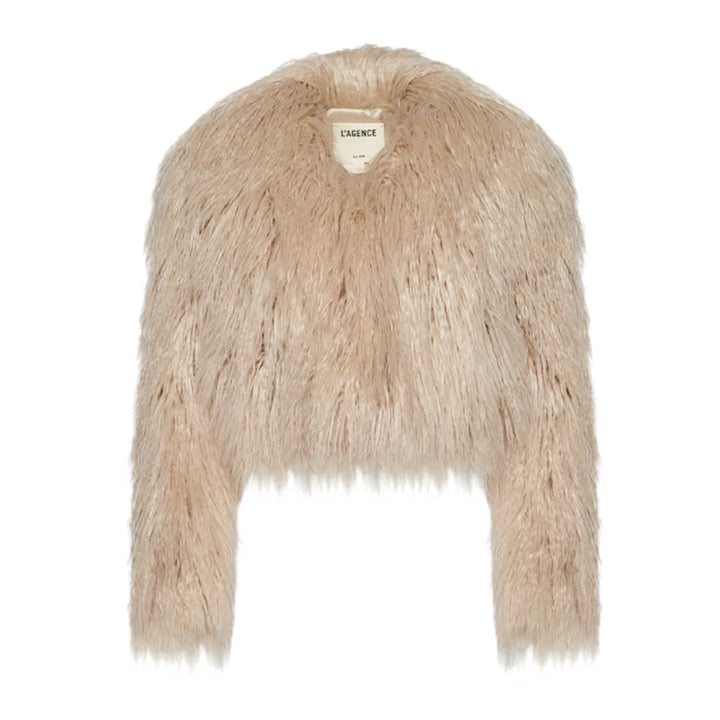Fenella Faux Fur Coat in Biscuit