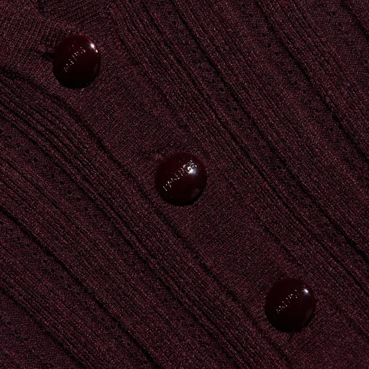 Finian Ruffle Cardigan in Dark Syrah and Gold