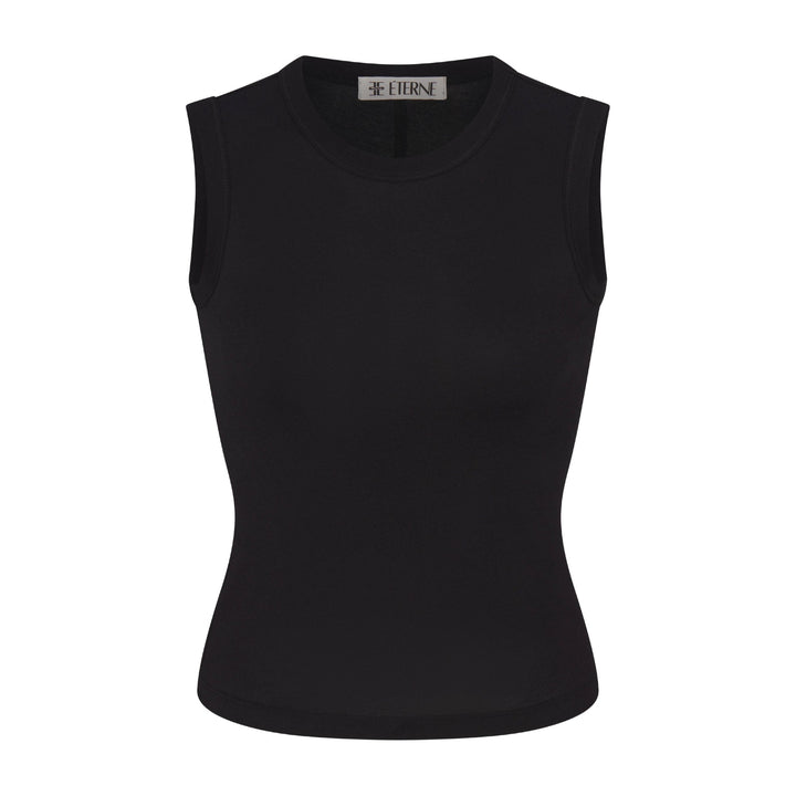 Fitted Muscle Tank in Black