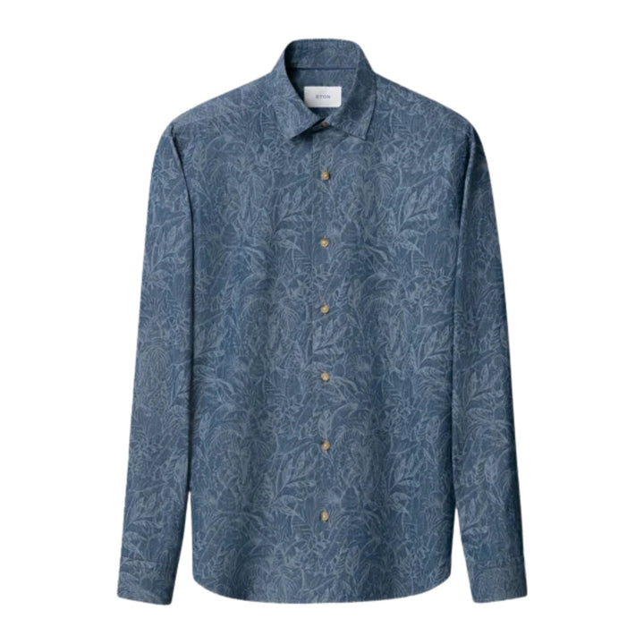 Floral Denim Print Shirt in Blue