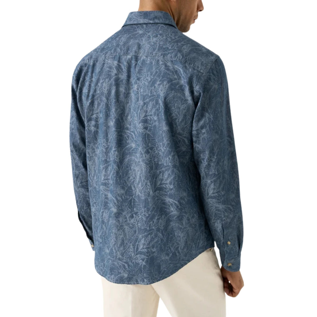 Floral Denim Print Shirt in Blue
