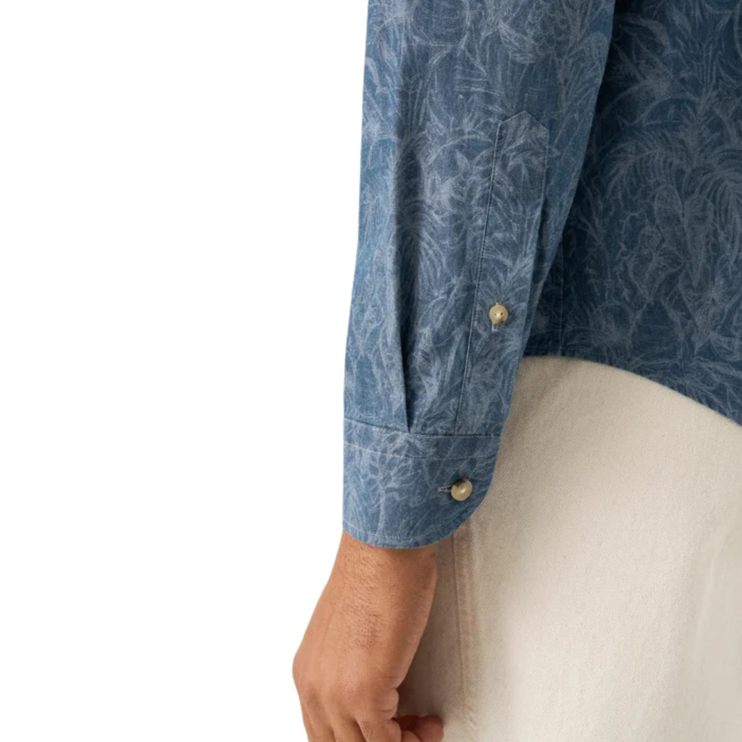 Floral Denim Print Shirt in Blue