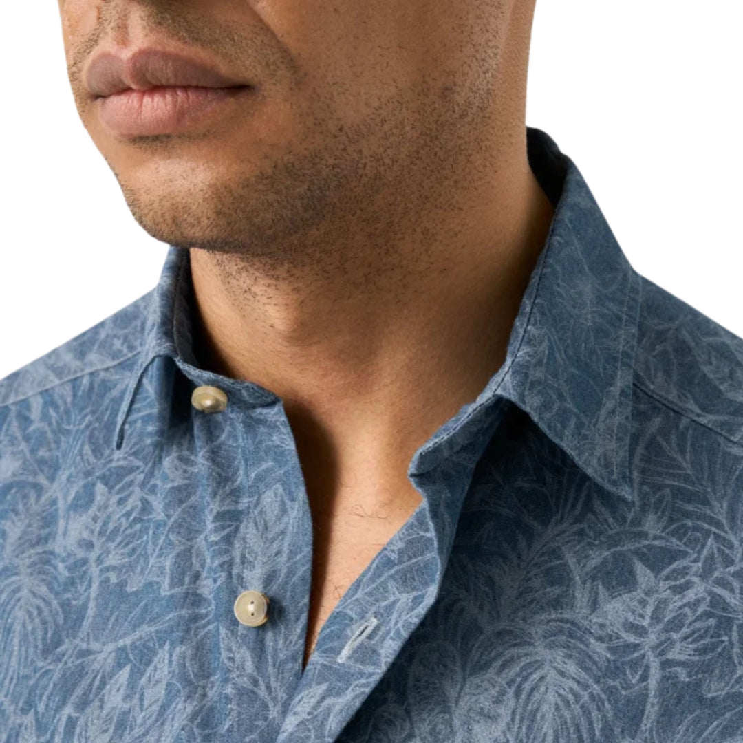 Floral Denim Print Shirt in Blue