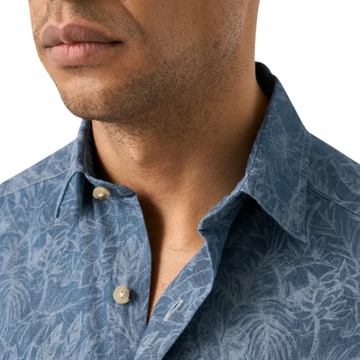 Floral Denim Print Shirt in Blue