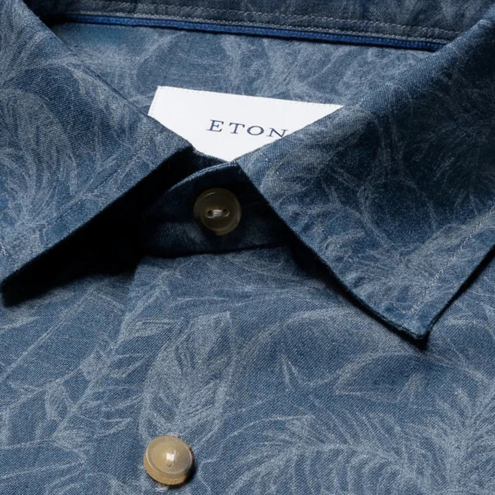 Floral Denim Print Shirt in Blue