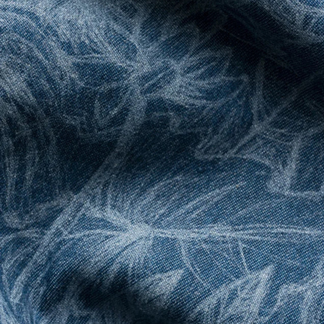 Floral Denim Print Shirt in Blue